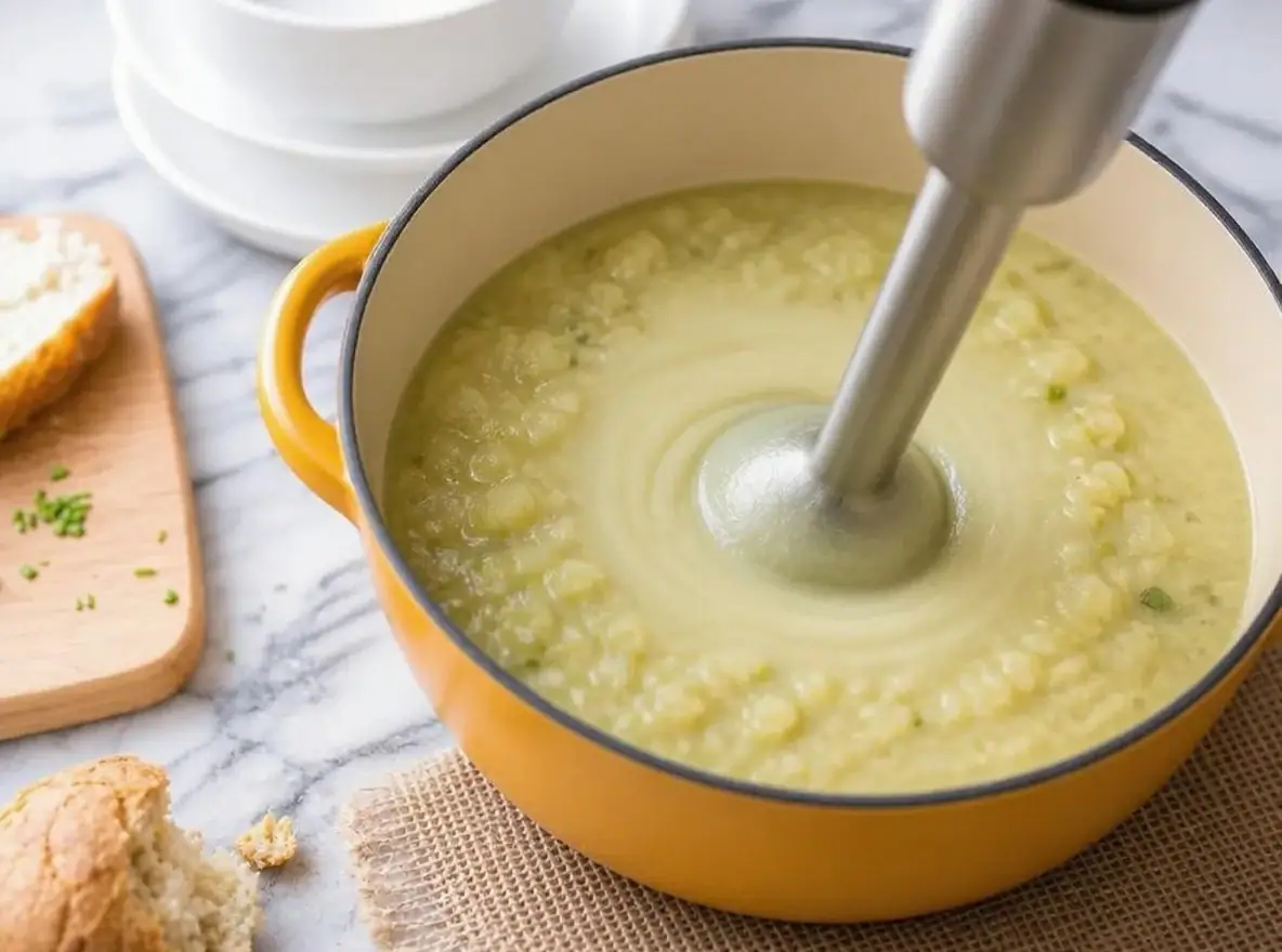 Kartoffel porre suppe uden fløde – trin 5