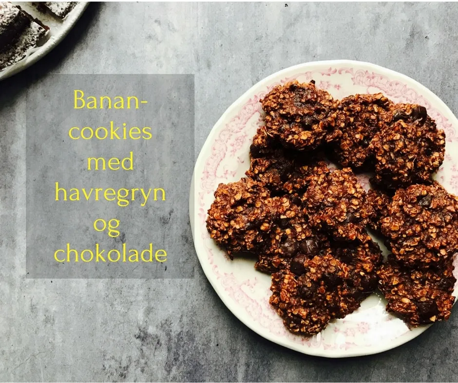 Banancookies med havregryn og chokolade