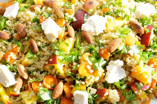 Bulgursalat med honningbagte gulerødder