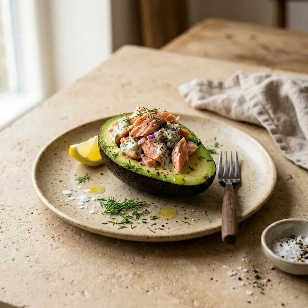 Avocado med varmrøget laks