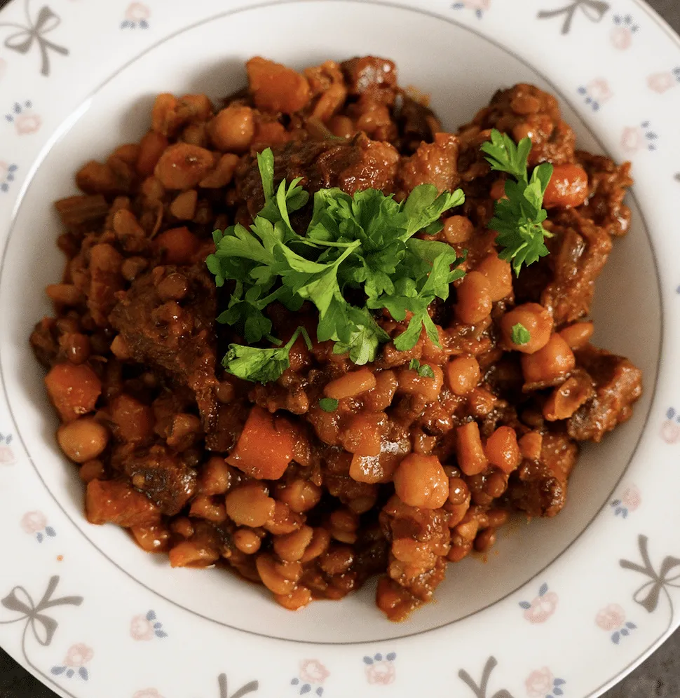 Cassoulet de Bæuf — oksegryde med bælgfrugter