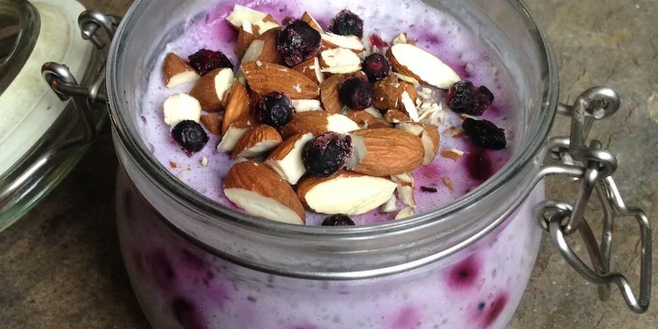 Overnight oats med chiafrø og blåbær