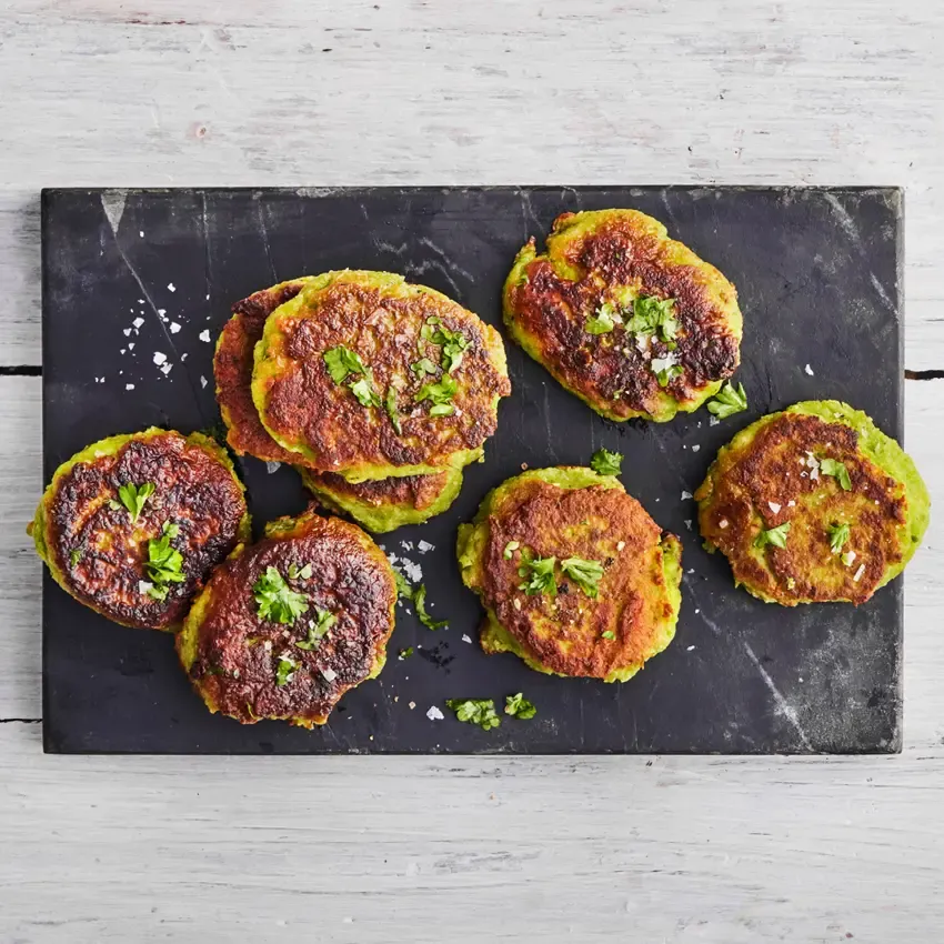 Vegetarfrikadeller med edamamebønner og feta