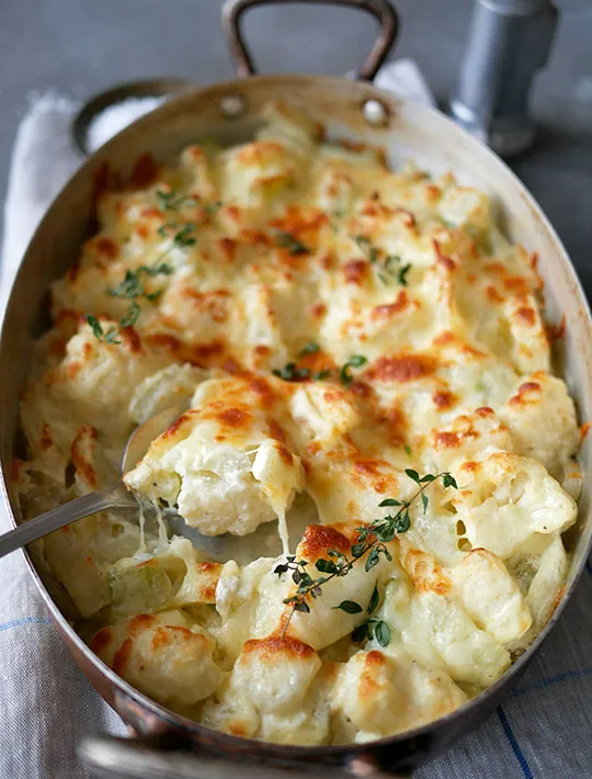 Gratineret fennikel og blomkål
