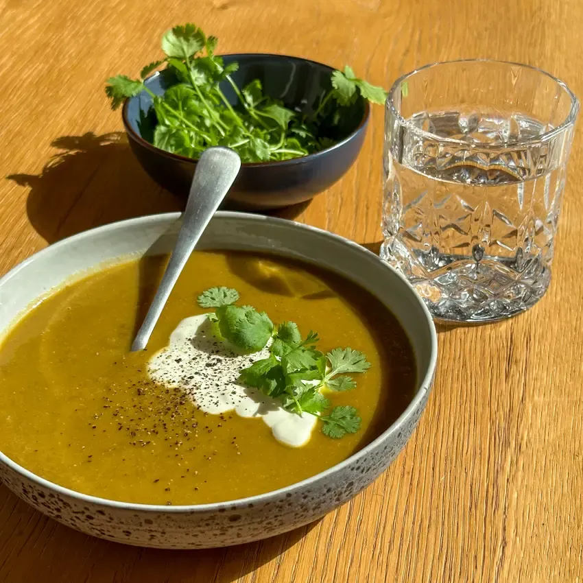 Krydret grøn linsesuppe