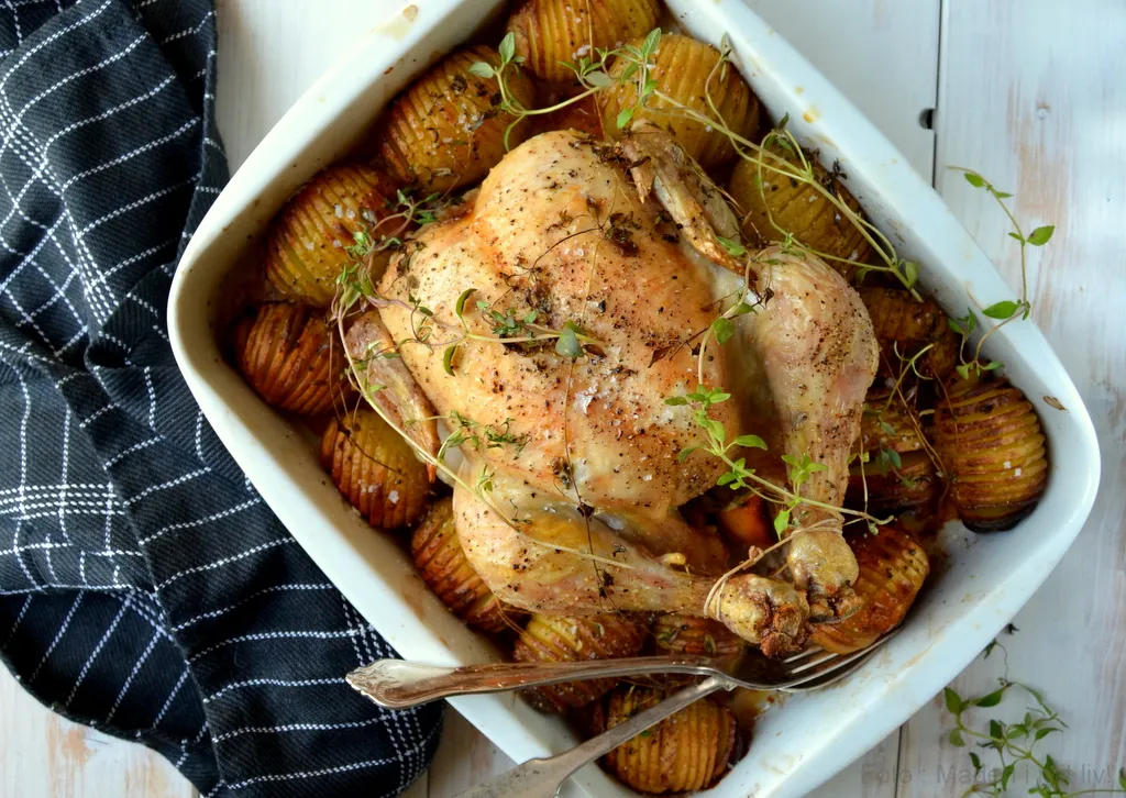 Kylling med hasselback kartofler