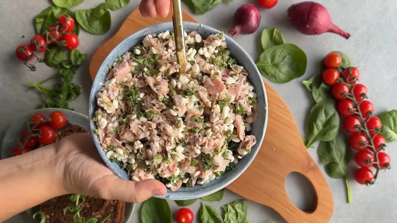 Skinkesalat med hytteost
