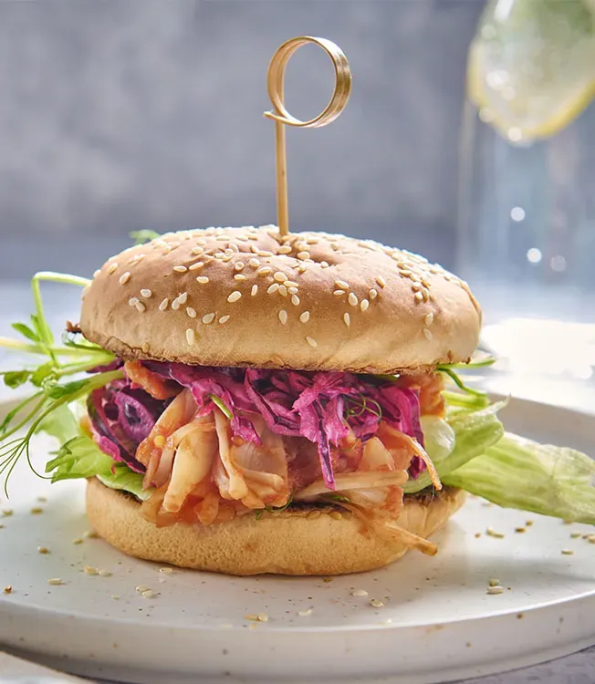 Jackfruitburgere à la pulled pork