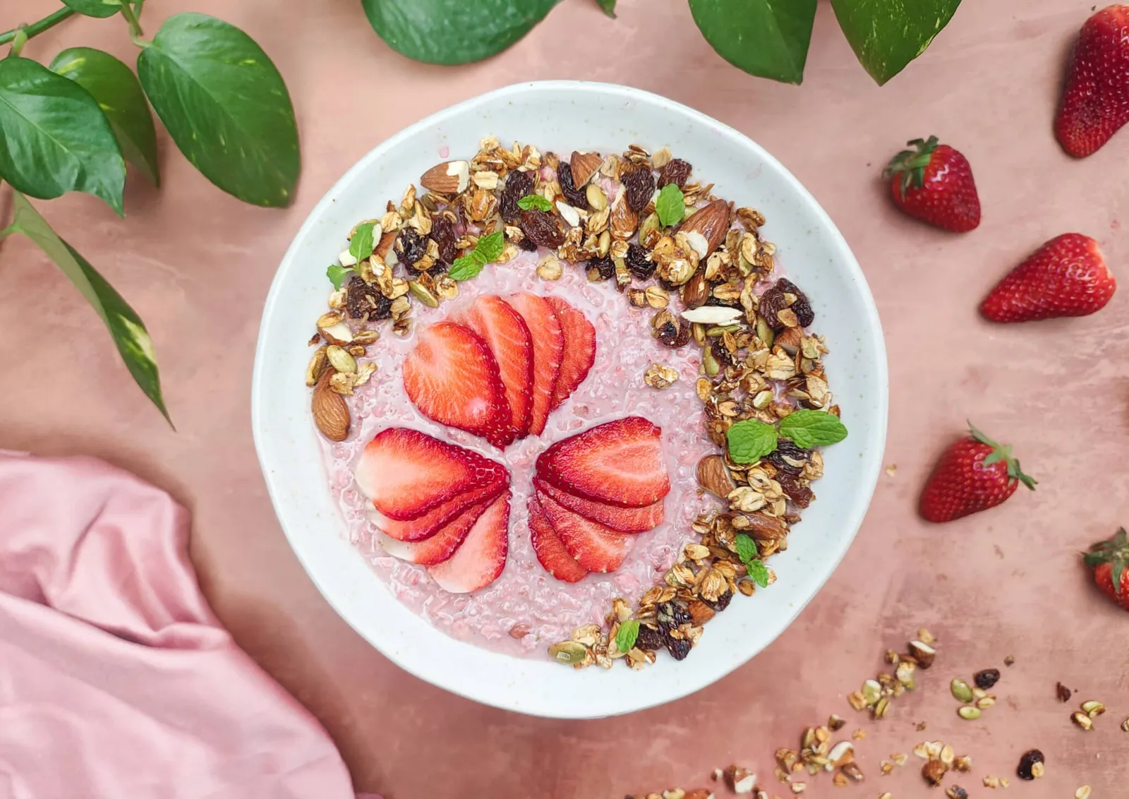 Overnight oats med jordbær