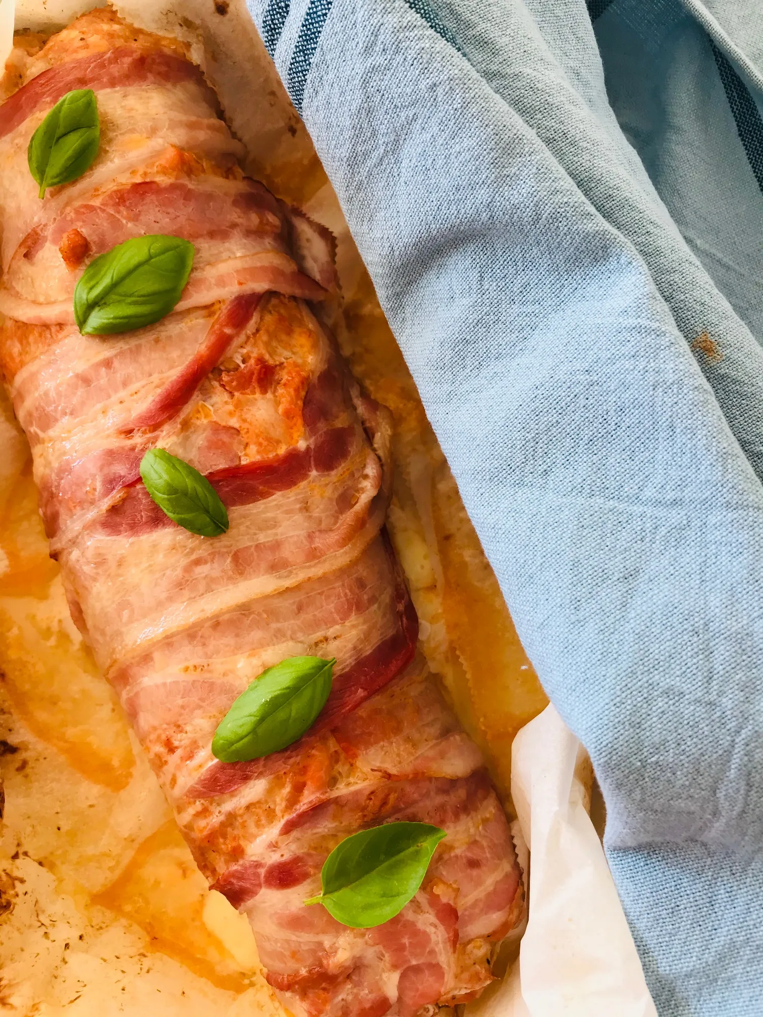 Kyllingrulle med bacon og mozzarella