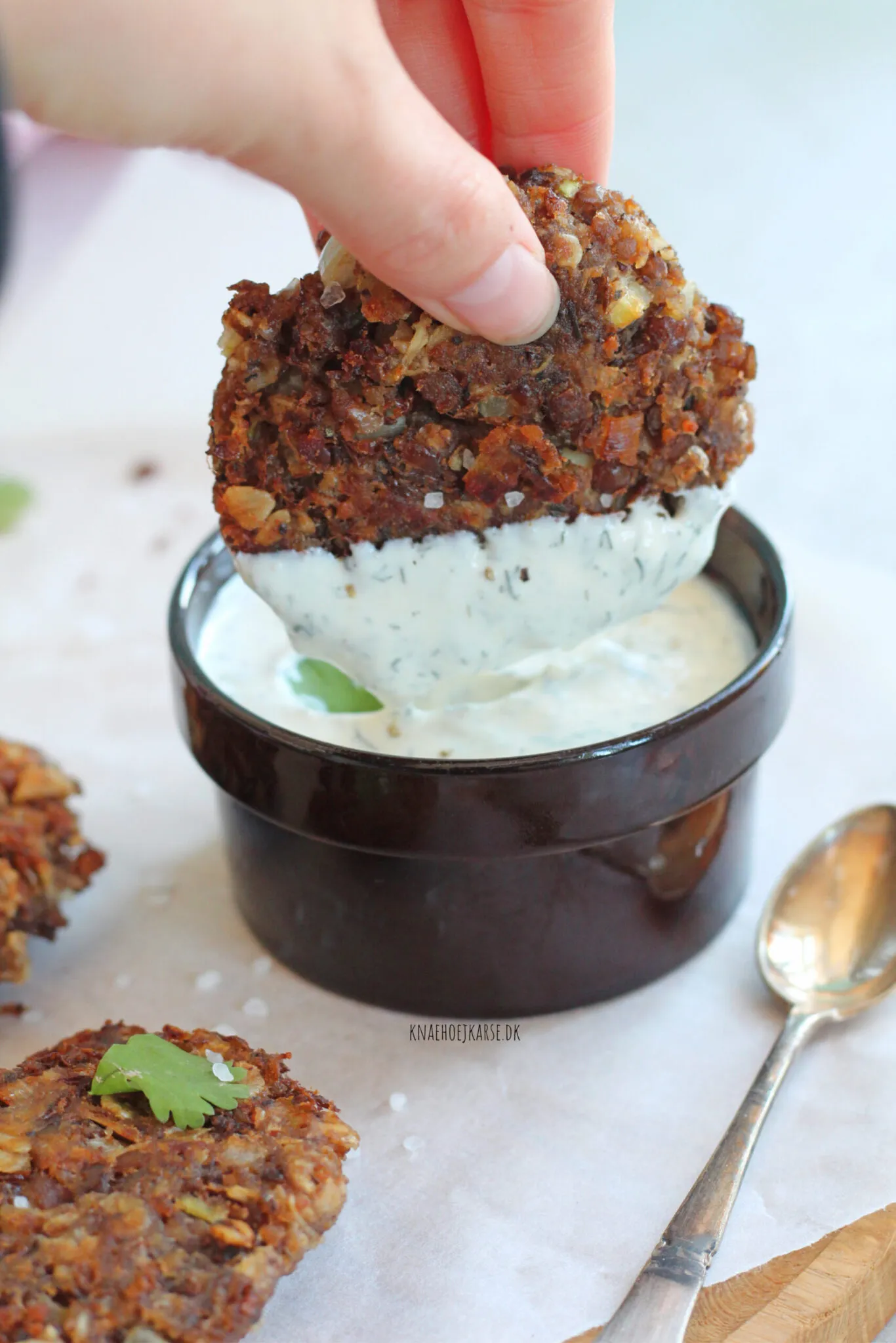 Vegetariske frikadeller med grønne linser