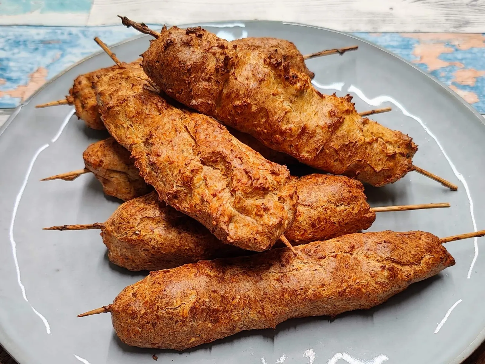 Grillspyd med hakket kylling i airfryer