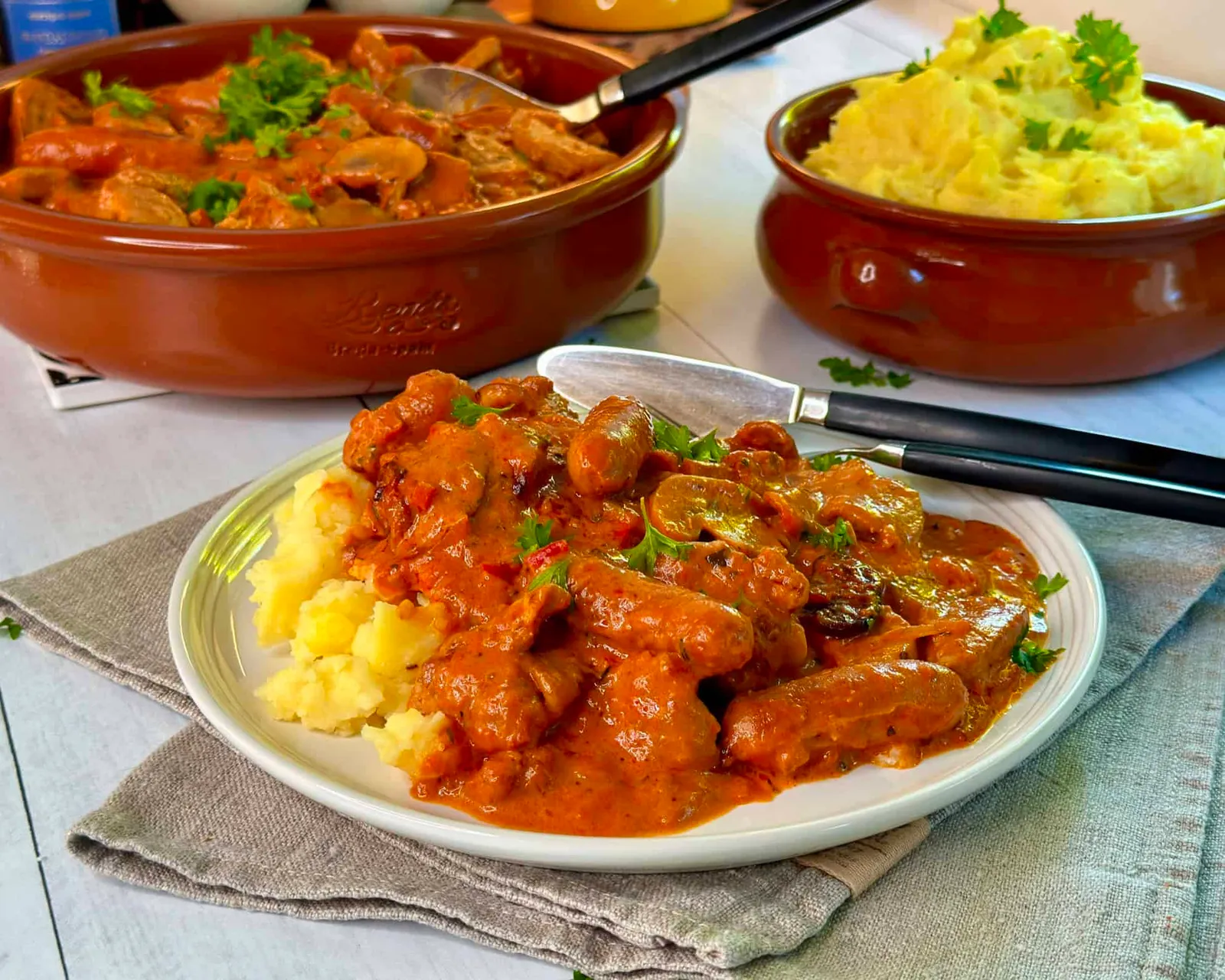 Mørbradgryde med kartoffelmos