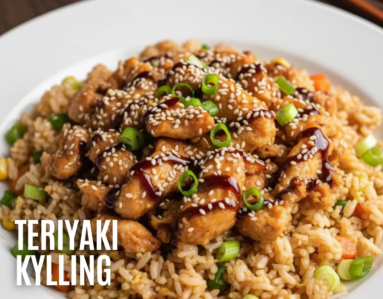 Teriyaki kylling med ris og grøntsager