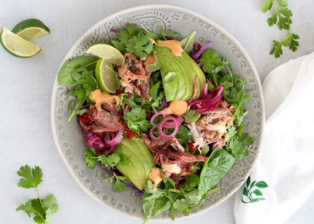 Salat med pulled pork