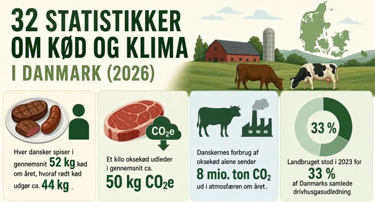 32 statistikker om kød og klima i Danmark (2026)